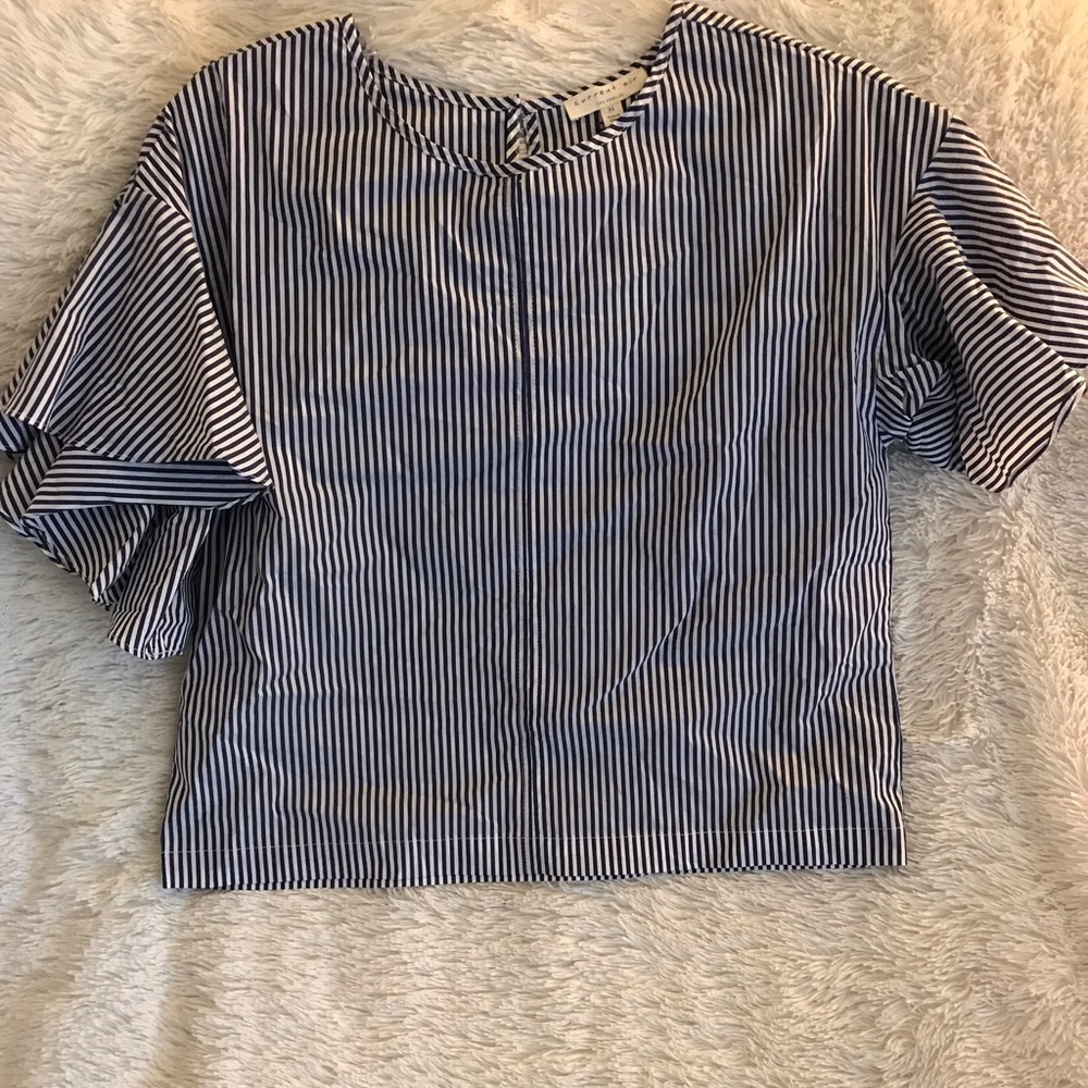 Striped Draped SleeVe Blouse